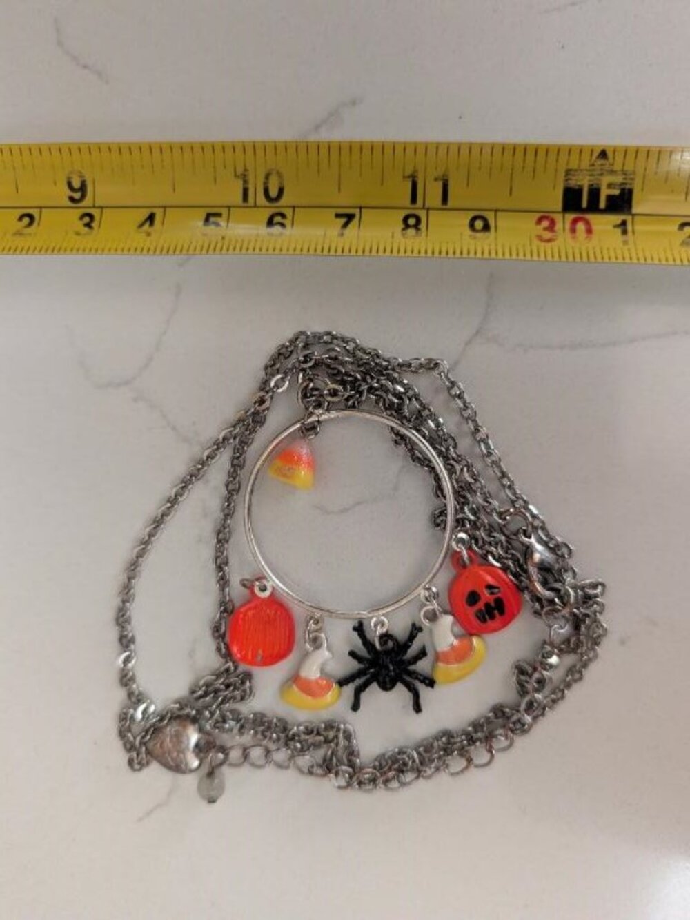 Betsey Jhonson Vintage Silver Tone Halloween Glass Charm Pendant Necklace. - Picture 3 of 7